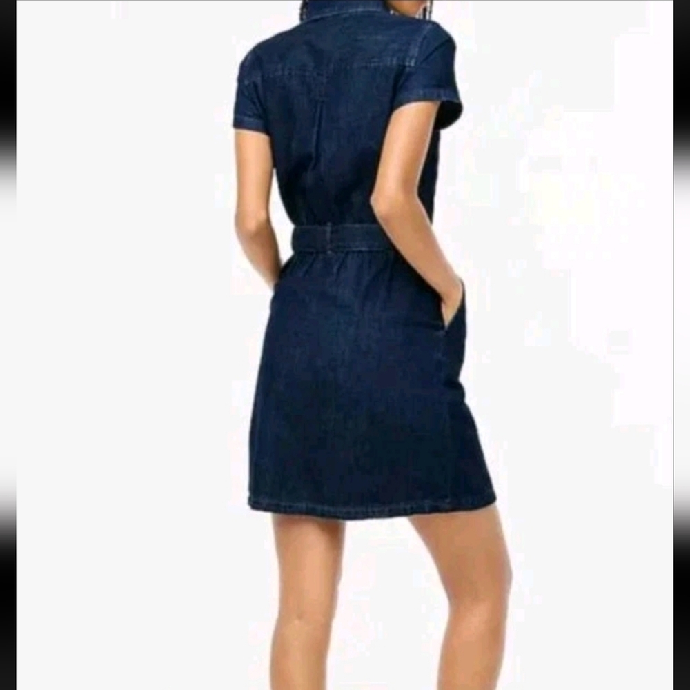 J. Crew Womens Utility Denim Belted Mini Dress Size 6 EUC Costal Cowgirl Classic - Picture 5 of 12